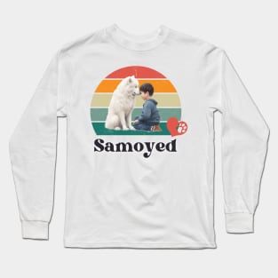 Samoyed retro sunset, perfect for anyone that loves samoyed dogs Long Sleeve T-Shirt